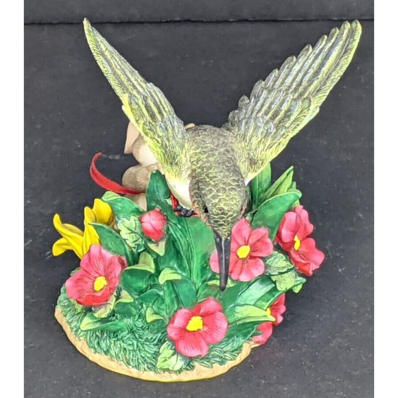 Fitz & Floyd Charming Tails Hang’in Tight To Summer Fun Mouse & Hummingbird RARE - Picture 6 of 7